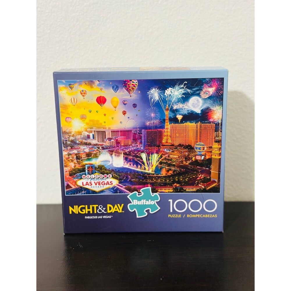 Buffalo Games Night & Day Fabulous Las Vegas 1000 Piece Puzzle Like New Complete